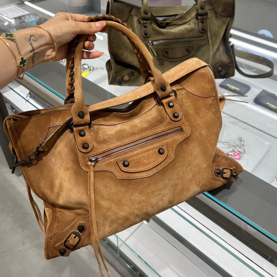 Cowhide Leather Moto Panel Travel Bag