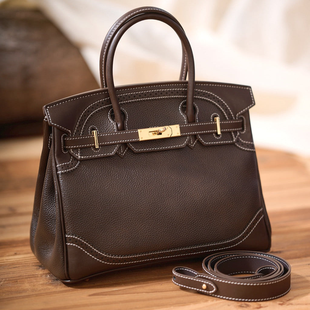 Classic Cowhide Leather Handbag