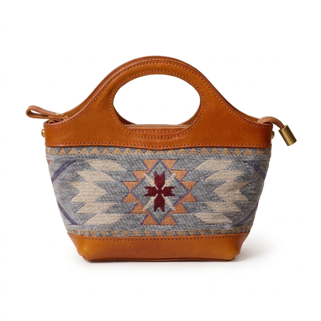 Rugged Leather & Wool Mini Tote by Cortfashion