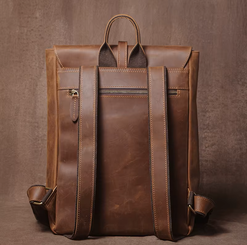 Classic Full-Grain Leather Laptop Backpack