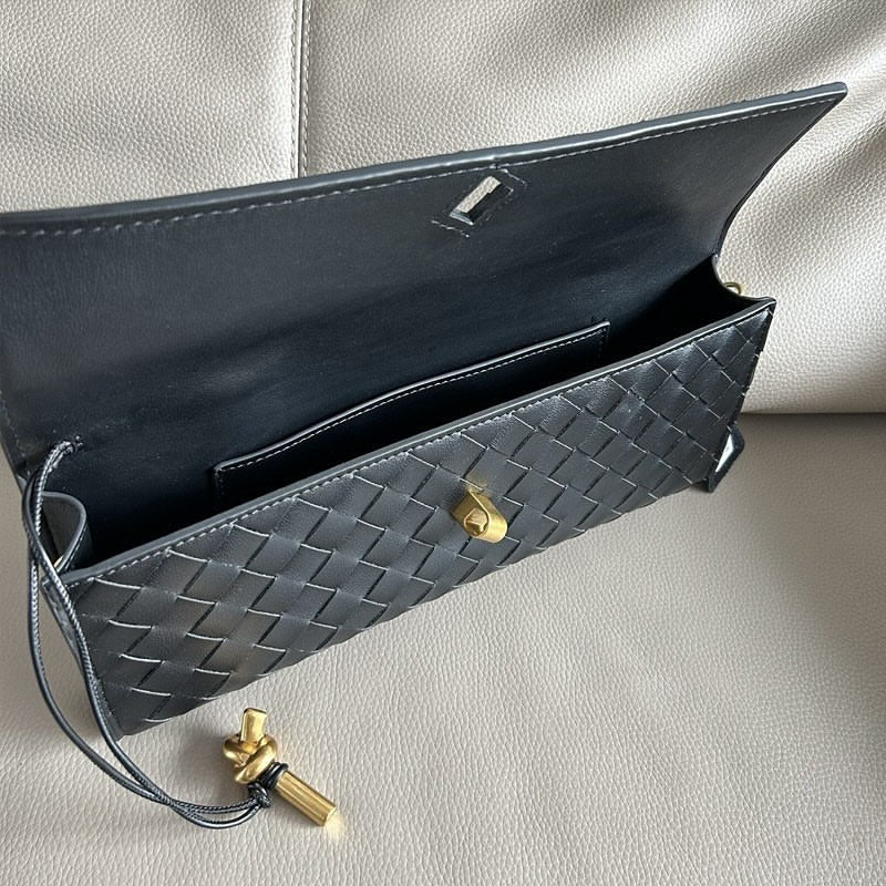 Woven Cowhide Leather Clutch Bag