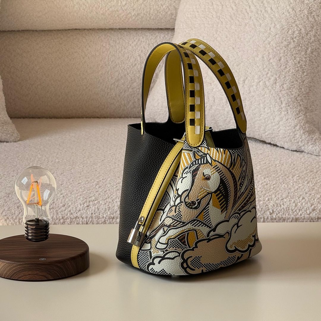 Artistic Illustration Leather Bucket Bag