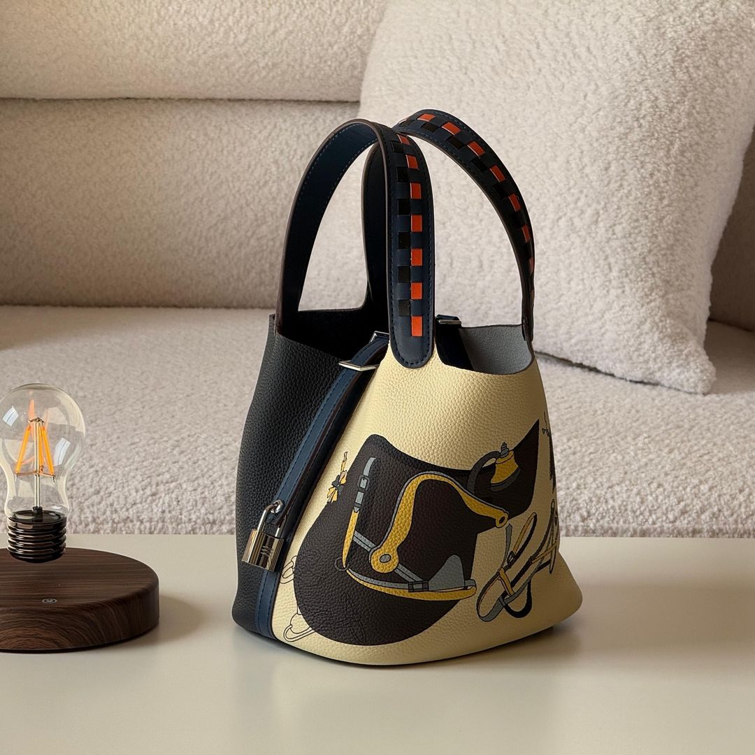 Artistic Illustration Leather Bucket Bag