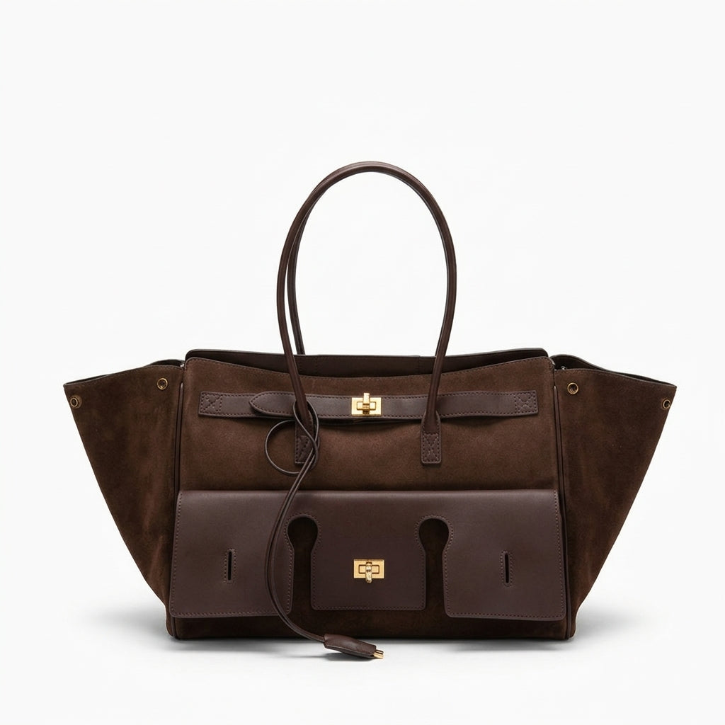 Large suede leather tote bag by Cortfashion