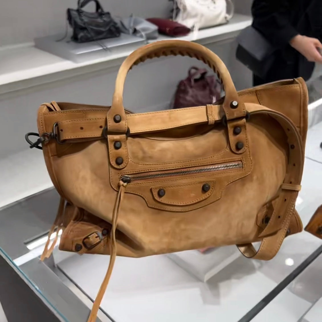 Cowhide Leather Moto Panel Travel Bag