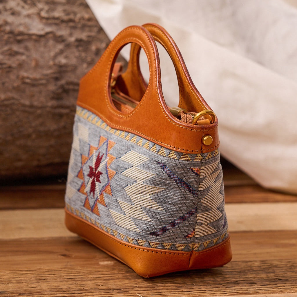 Rugged Leather & Wool Mini Tote