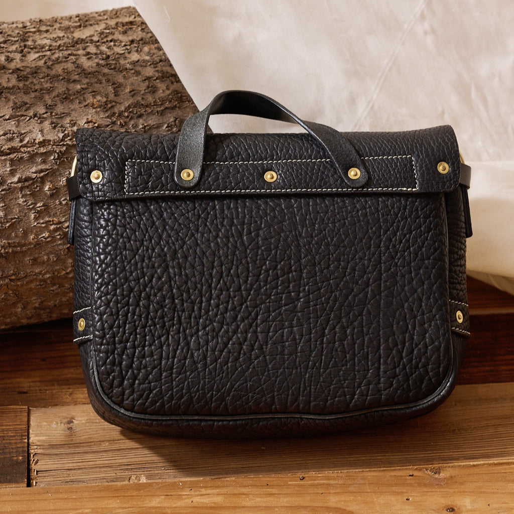 Black Full-Grain Leather Shoulder Bag