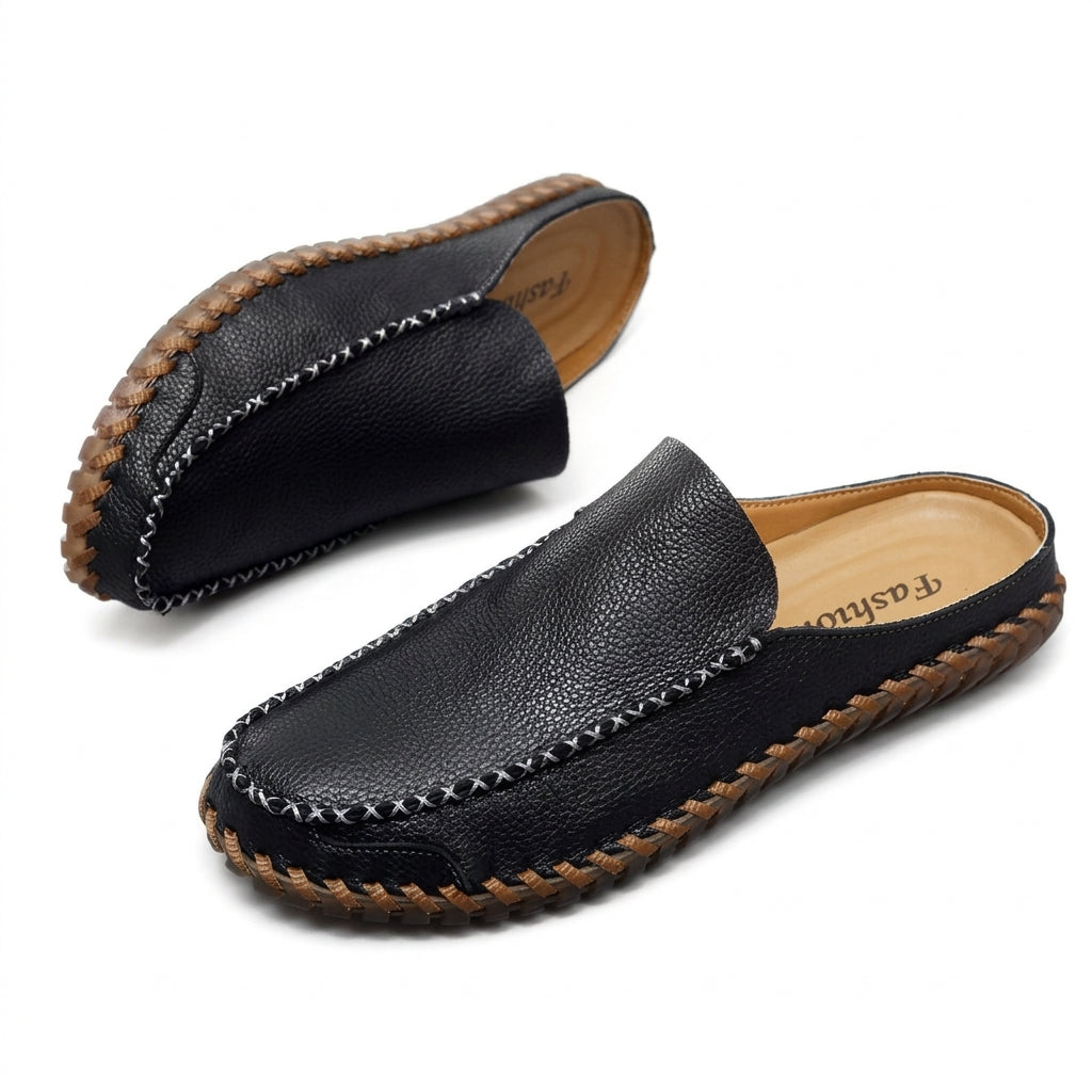 Handwoven Edge Genuine Leather Mule by Cortfashion