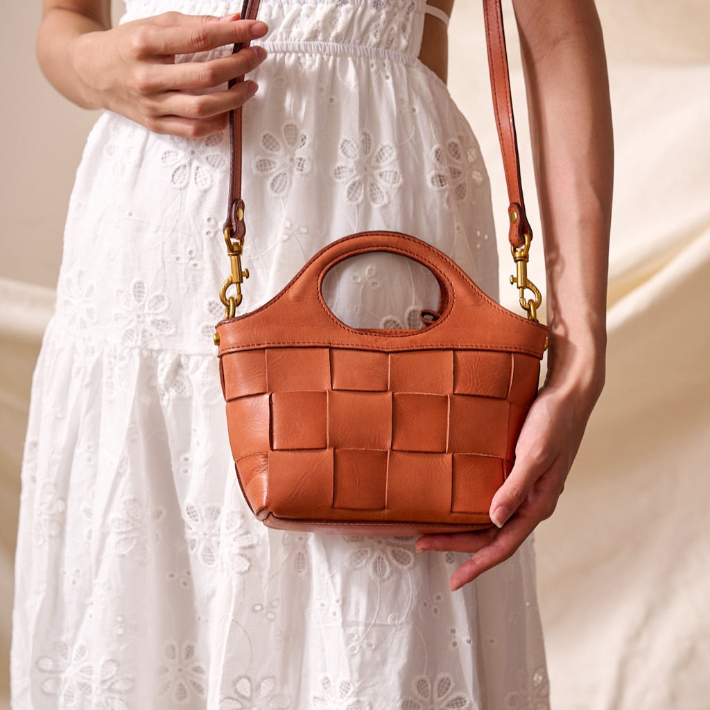 Handwoven Cowhide Leather Crossbody Bag