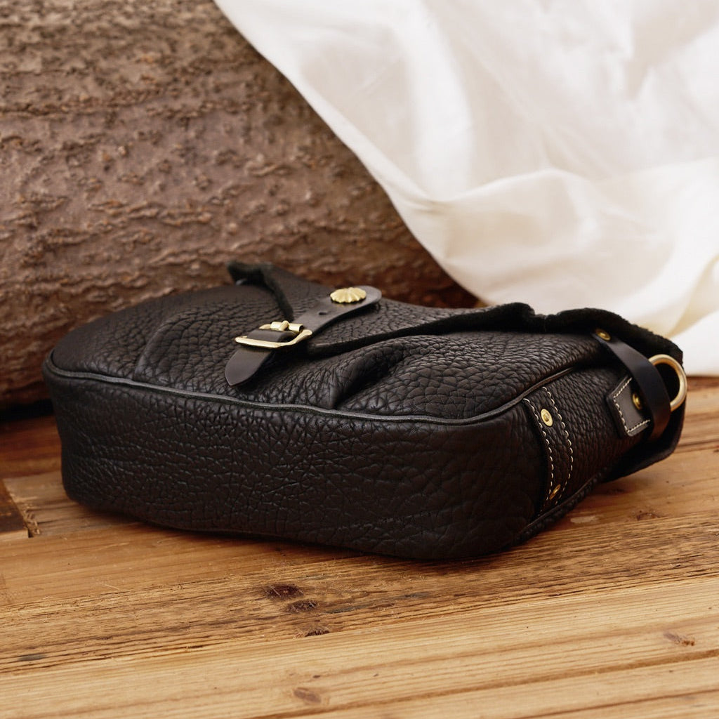 Black Full-Grain Leather Shoulder Bag