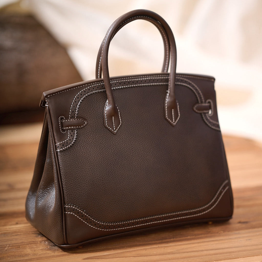 Classic Cowhide Leather Handbag
