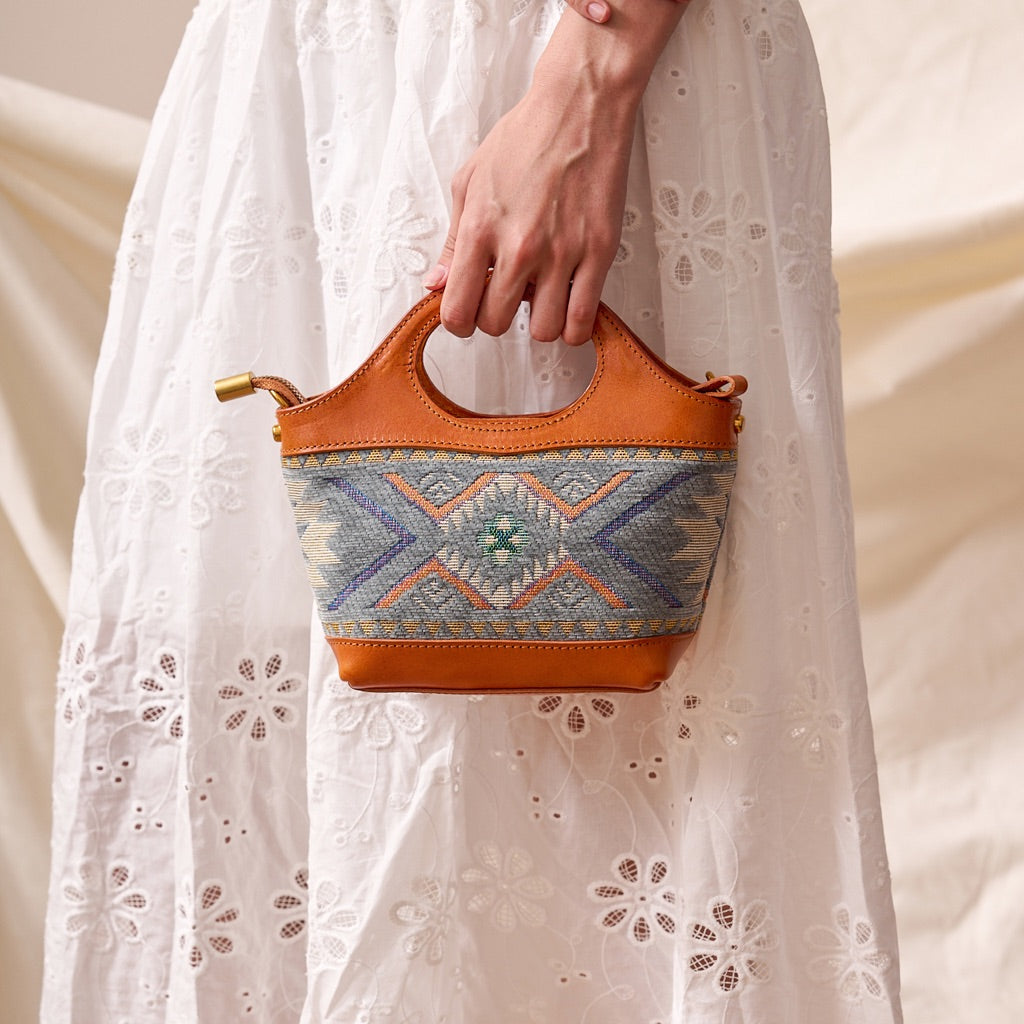 Rugged Leather & Wool Mini Tote