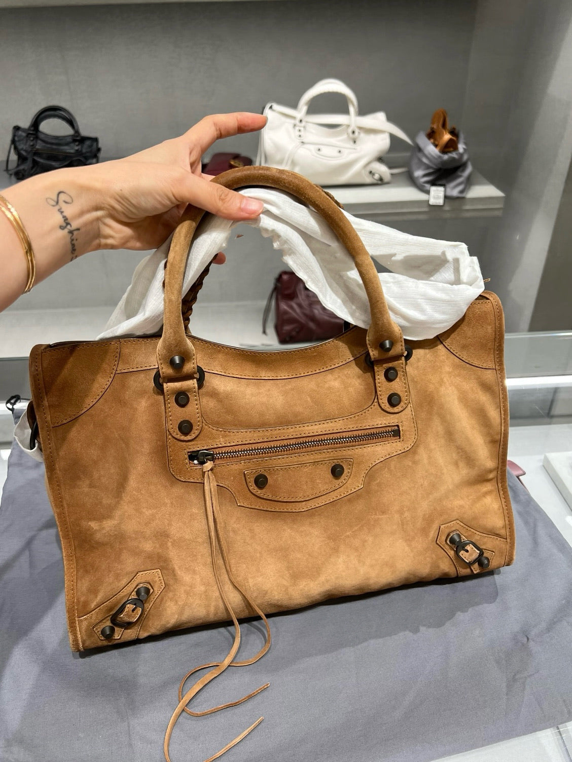 Cowhide Leather Moto Panel Travel Bag
