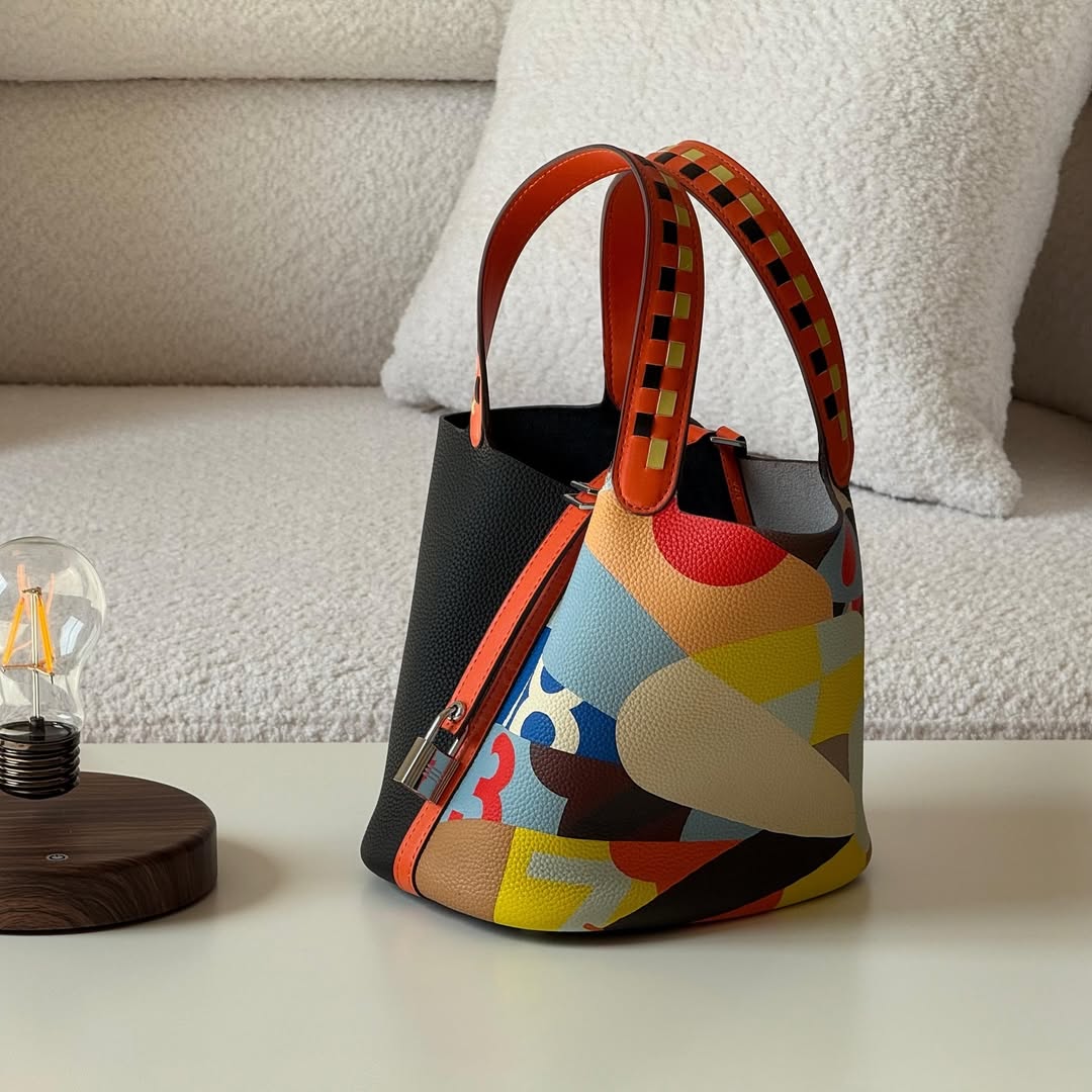 Artistic Illustration Leather Bucket Bag