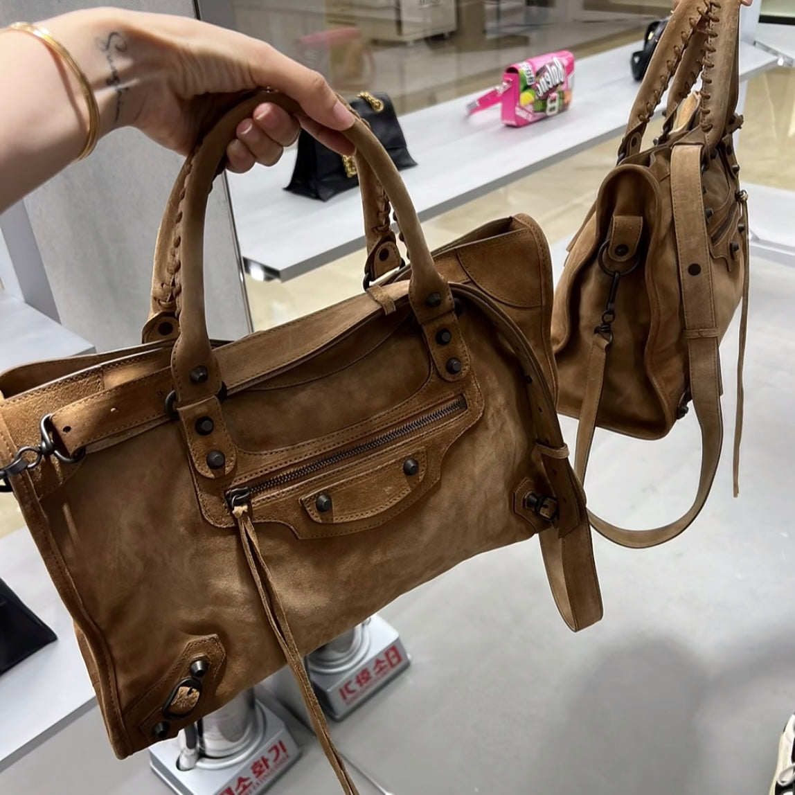 Cowhide Leather Moto Panel Travel Bag