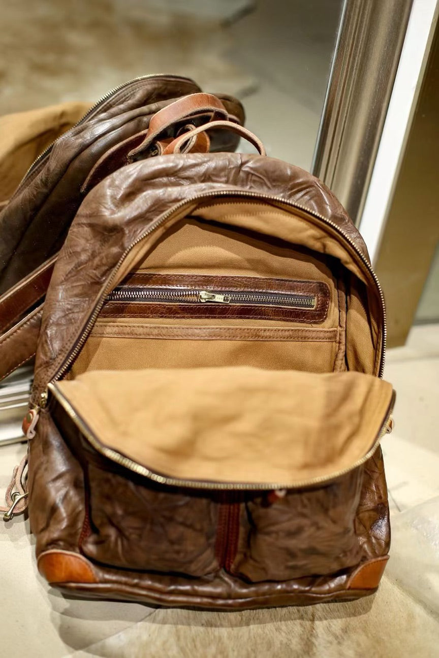 Vintage Full-Grain Leather Handmade Backpack
