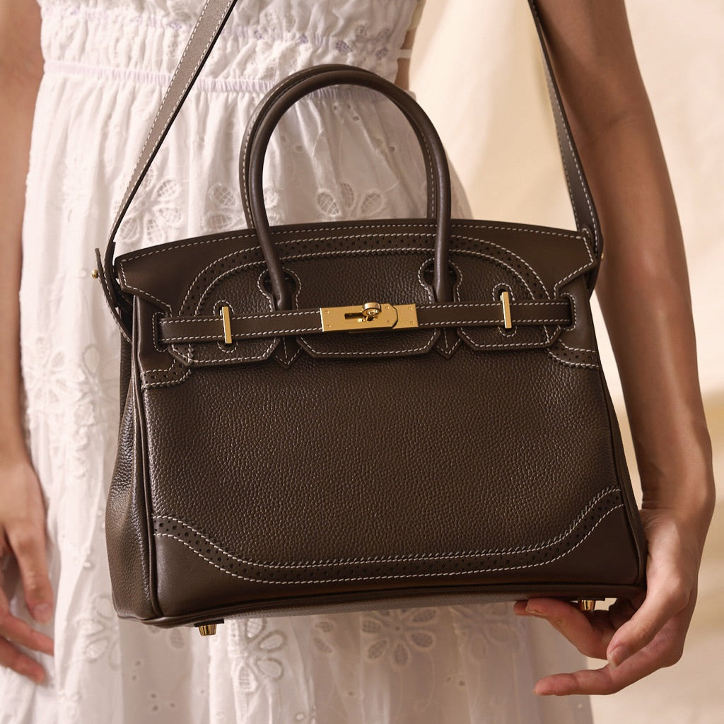 Classic Cowhide Leather Handbag
