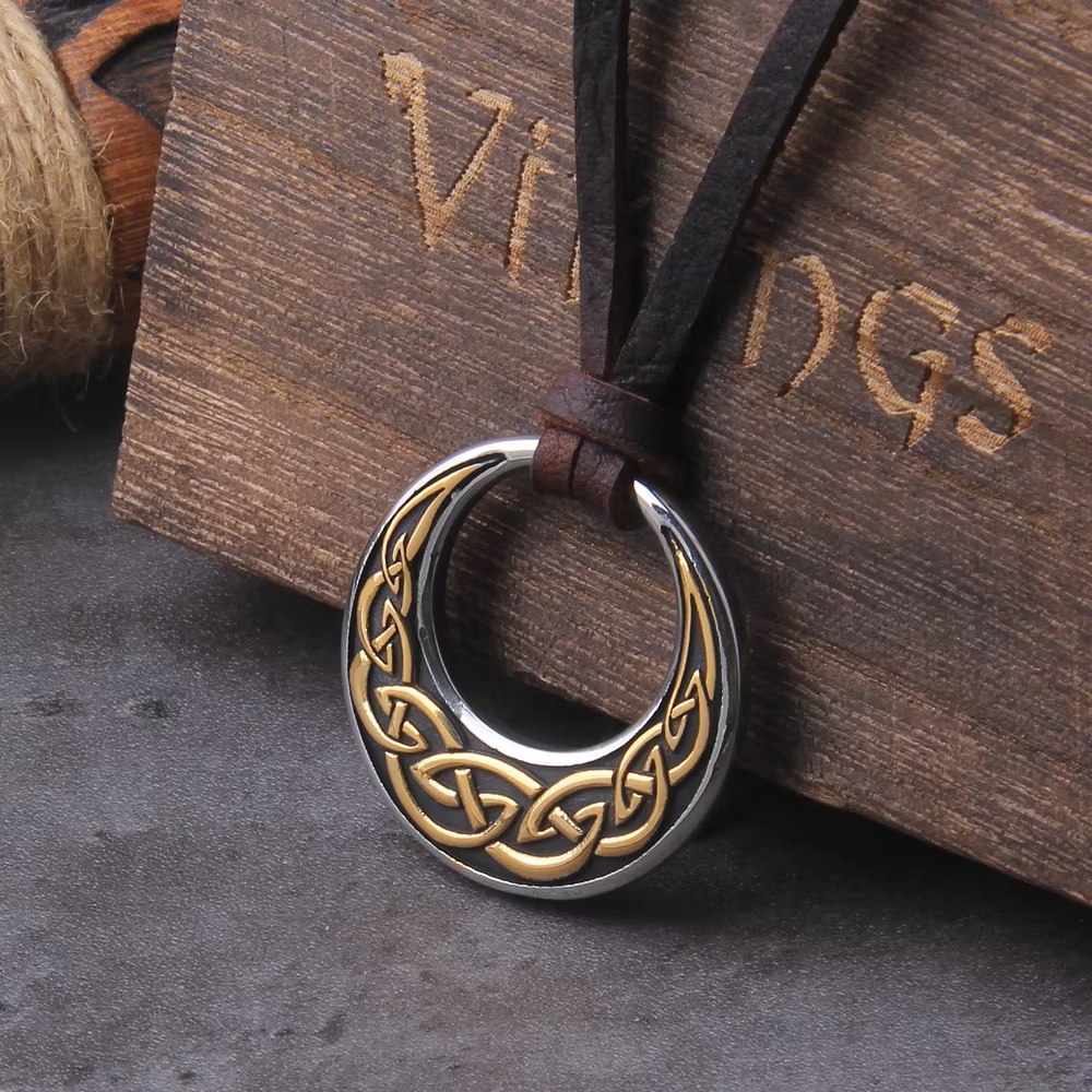 Celtic Knot Crescent Pendant Necklace