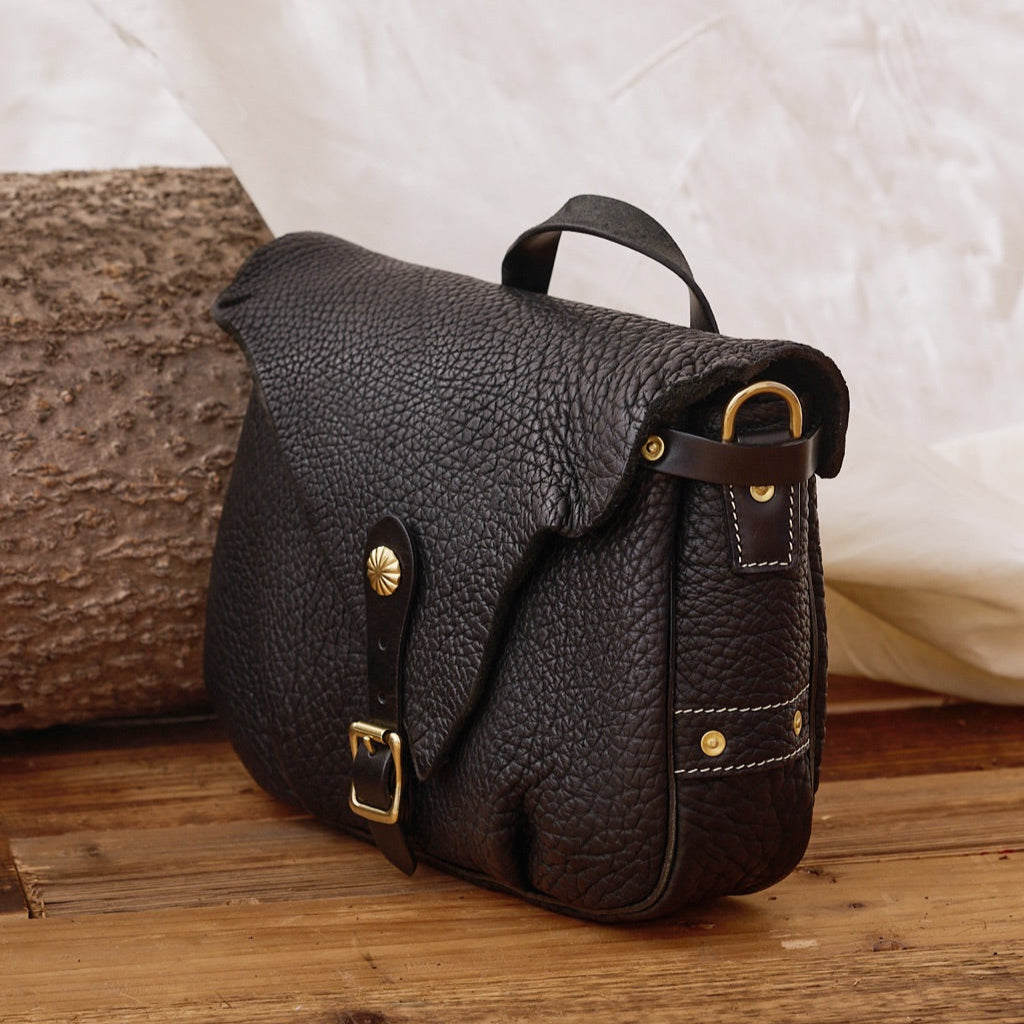 Black Full-Grain Leather Shoulder Bag