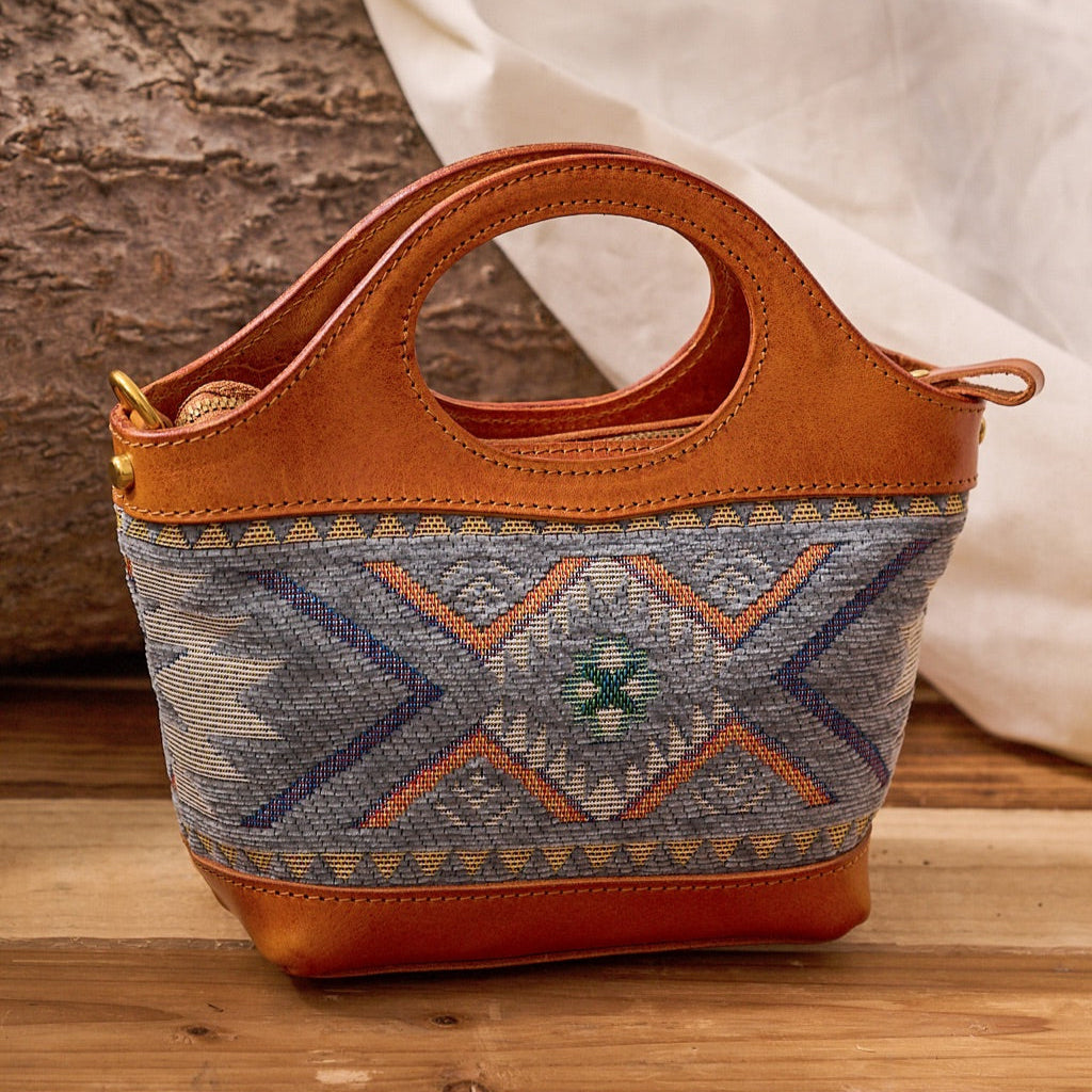 Rugged Leather & Wool Mini Tote