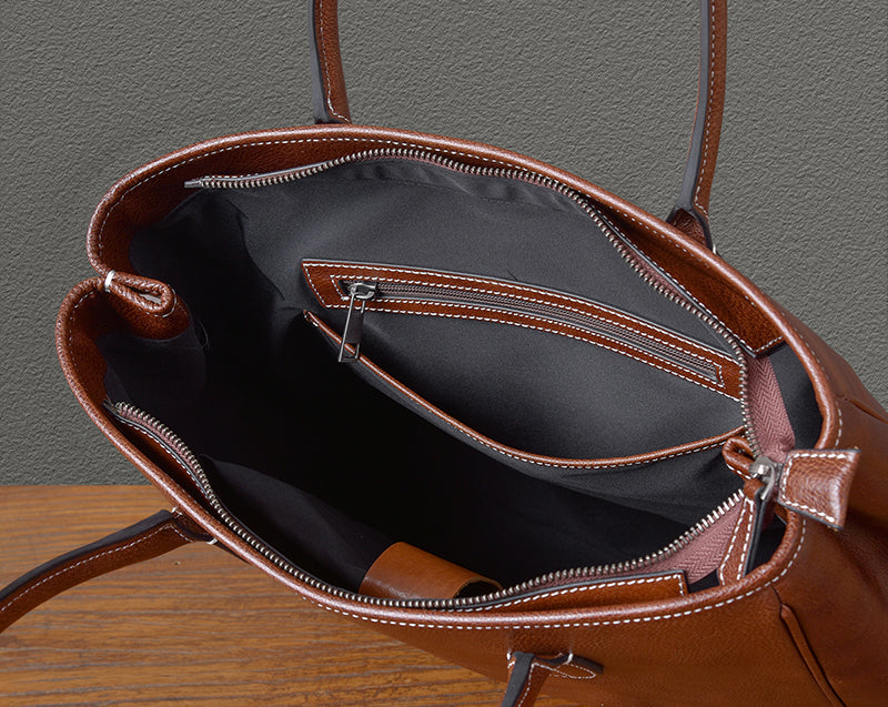 Cowhide Leather Large Vertical Tote Bag
