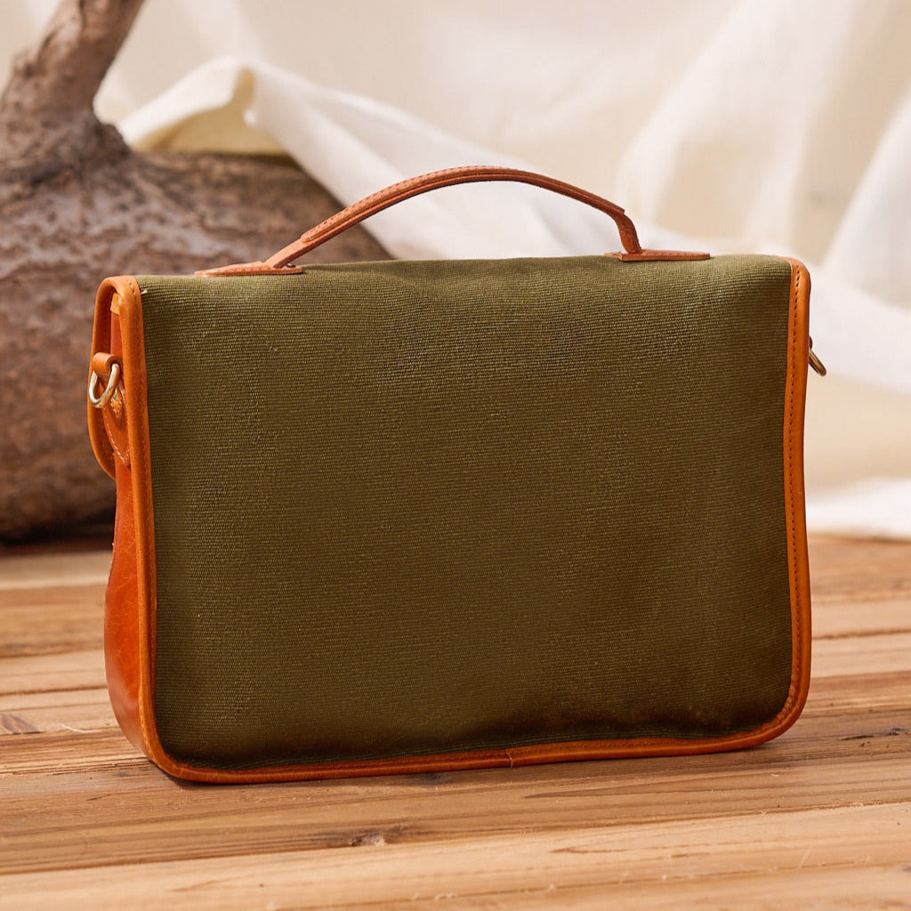 Men’s Canvas and Leather Satchel Bag