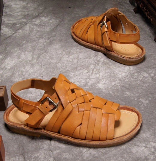 TerraWeave Leather Roman Sandals
