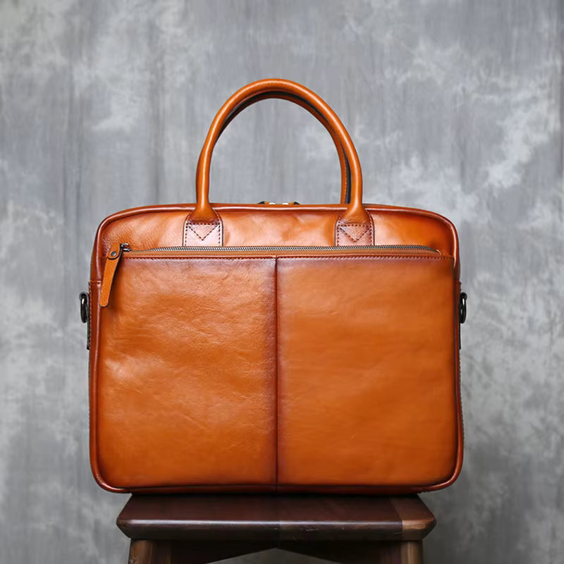Executive Classic Cowhide Leather Laptop Briefcase
