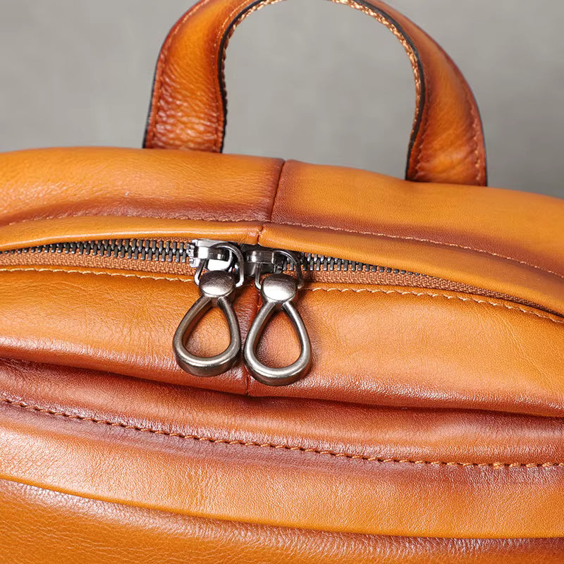 Vintage Full-Grain Leather Travel Backpack