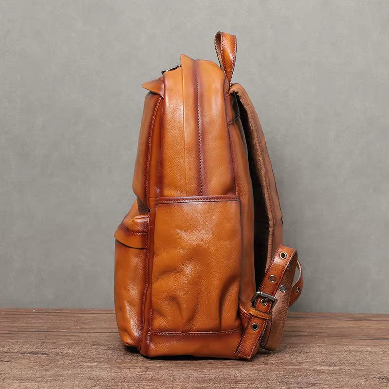 Vintage Full-Grain Leather Travel Backpack