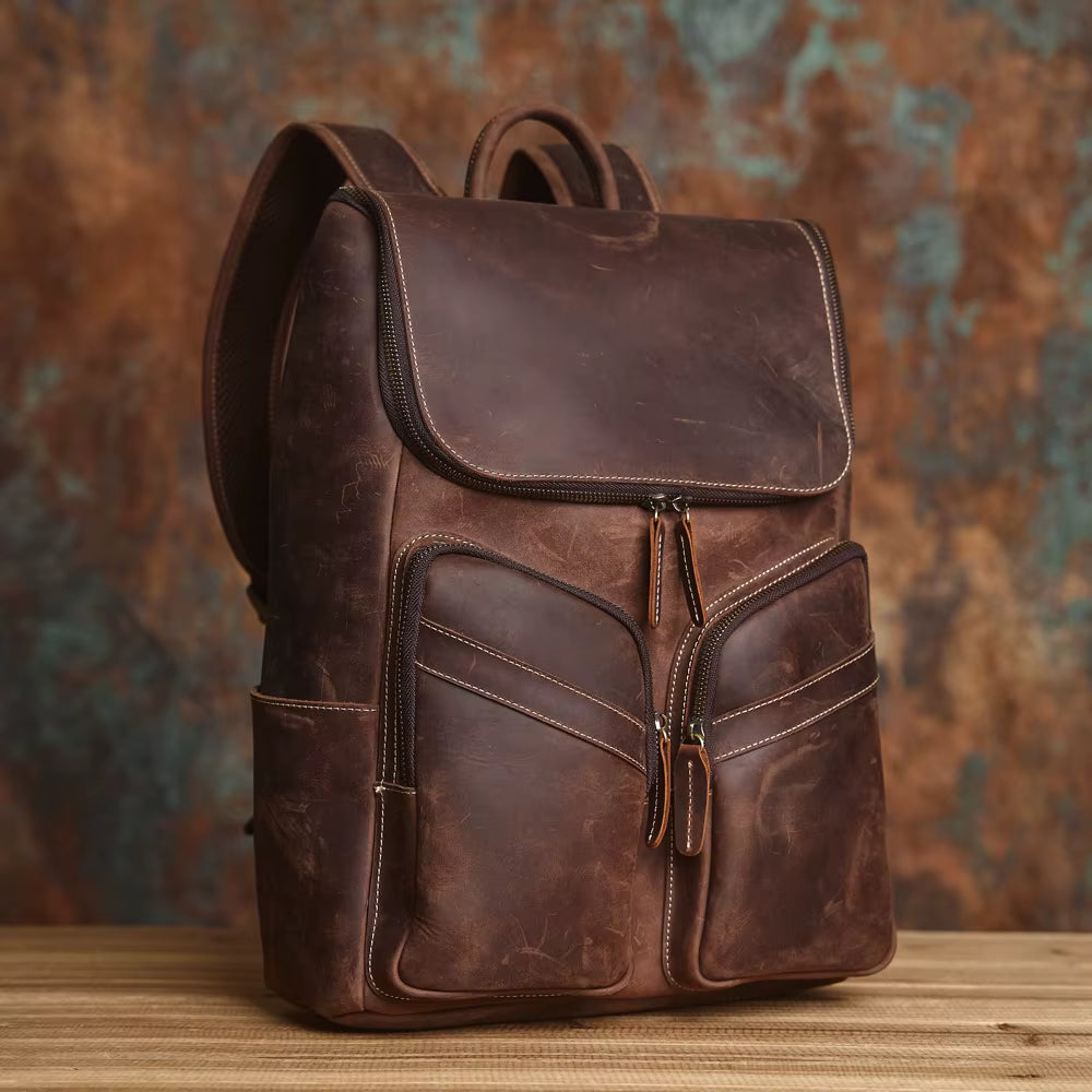 Vintage Leather Laptop Backpack