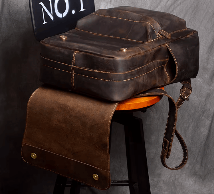 Rustic Cowhide Leather Backpack