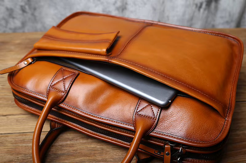 Top Layer Cowhide Leather Briefcase