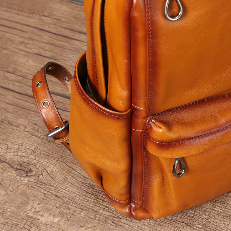 Vintage Full-Grain Leather Travel Backpack