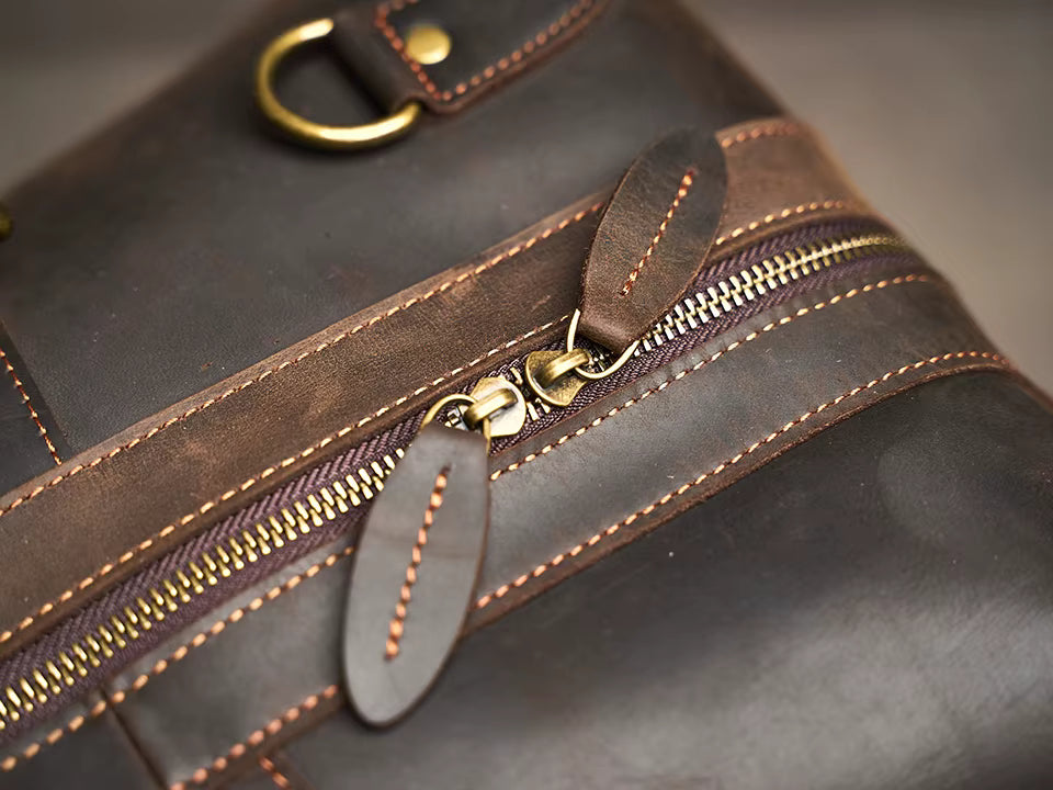 Vintage Crazy Horse Leather Duffel Bag