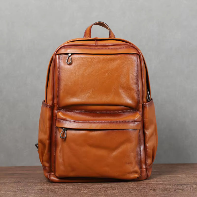 Vintage Full-Grain Leather Travel Backpack