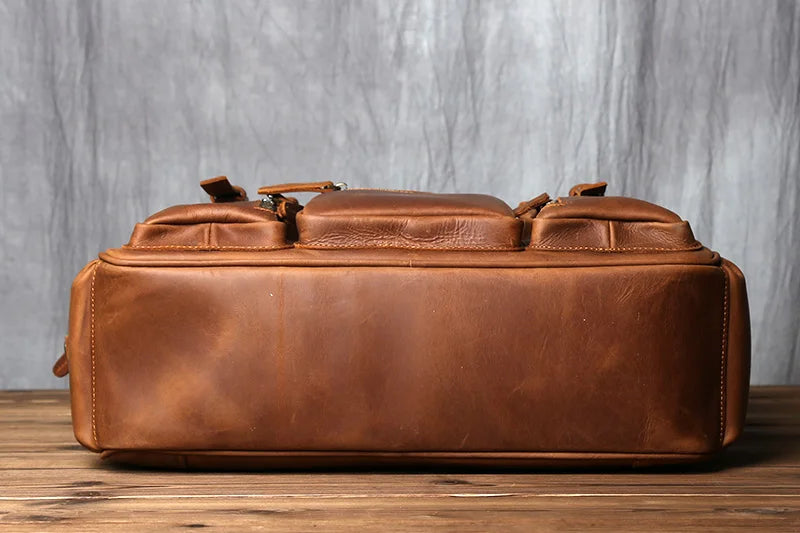 Multi-Pocket Leather Briefcase