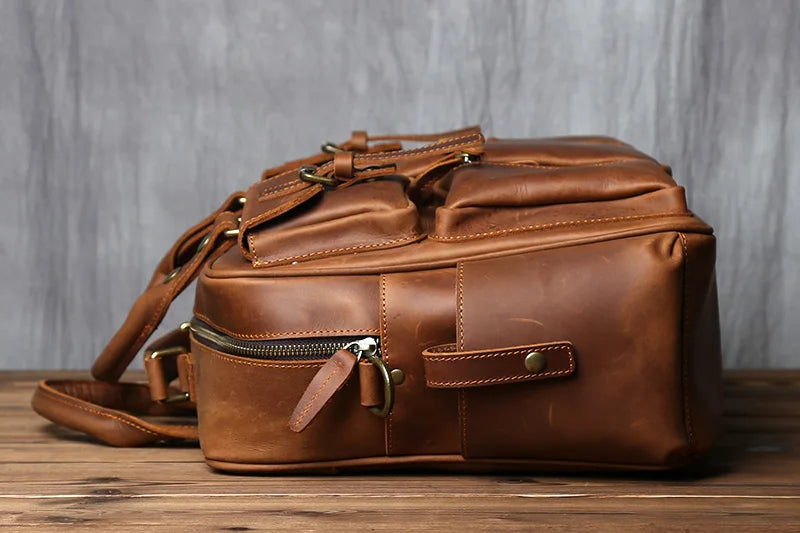 Multi-Pocket Leather Briefcase