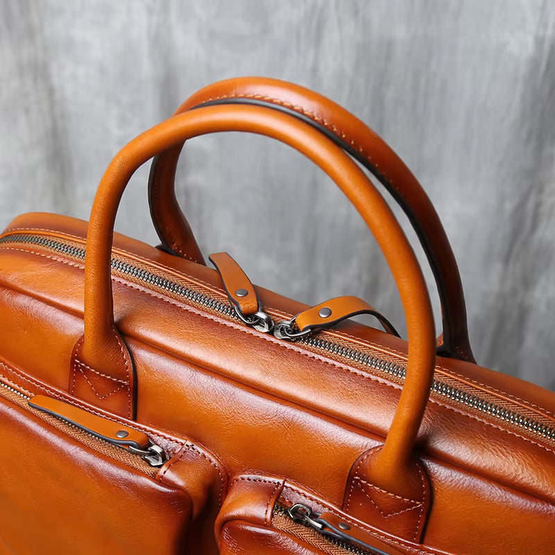 Executive Classic Cowhide Leather Laptop Briefcase