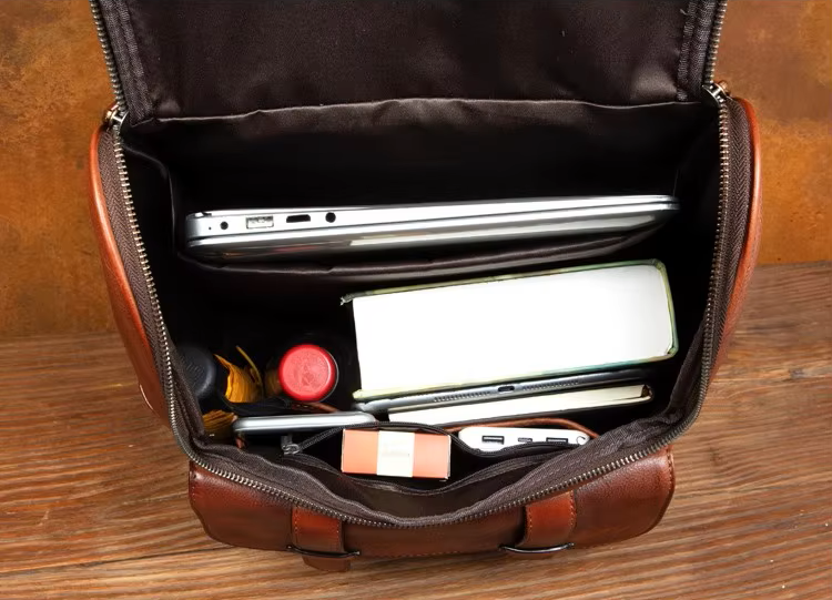 Rustic Voyager Full-Grain Leather Travel Backpack