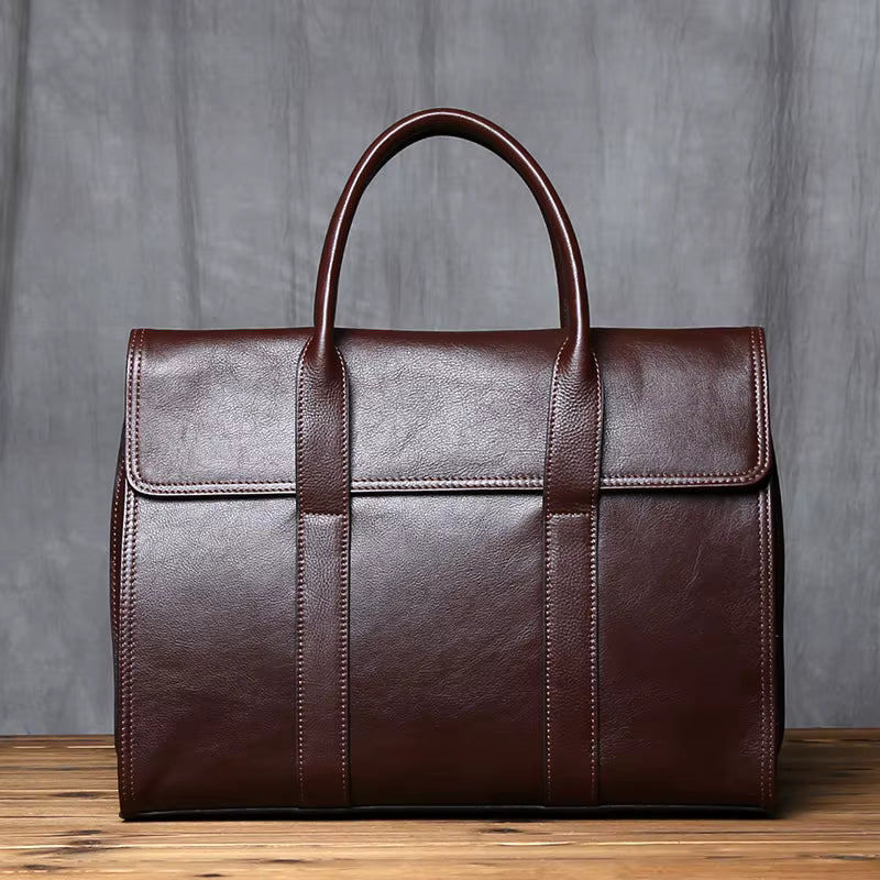 Natural Cowhide Leather Briefcase