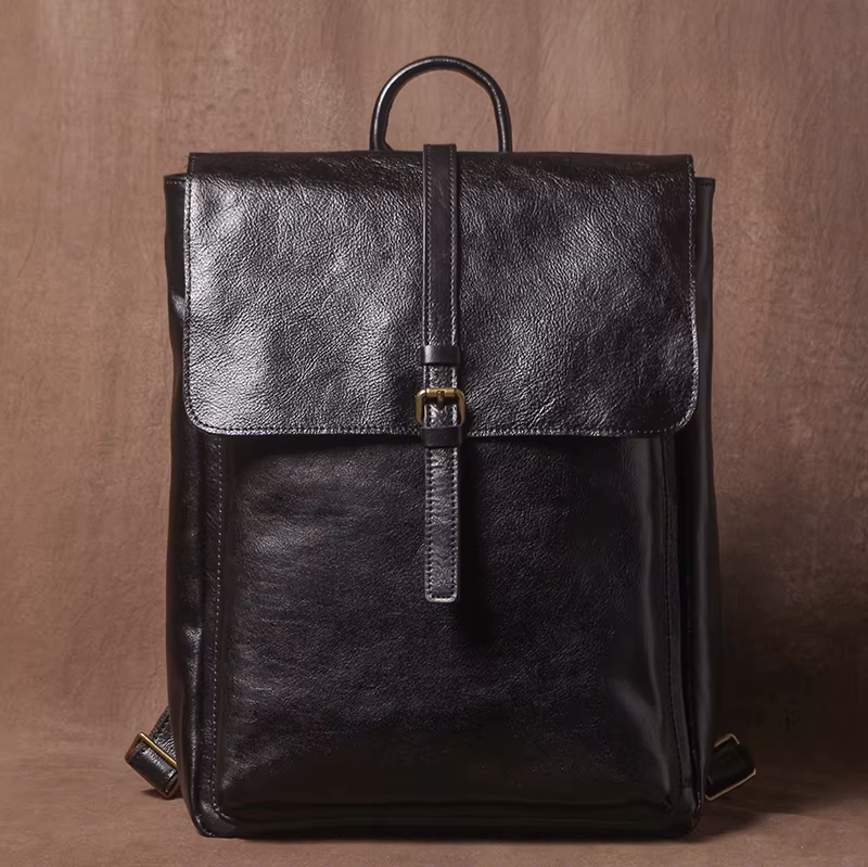 Classic Full-Grain Leather Laptop Backpack