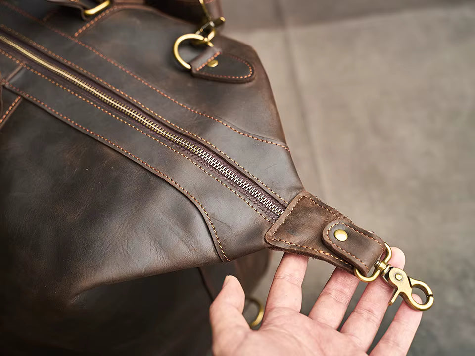 Vintage Crazy Horse Leather Duffel Bag