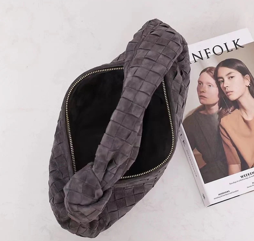 Woven Suede Knot Bag