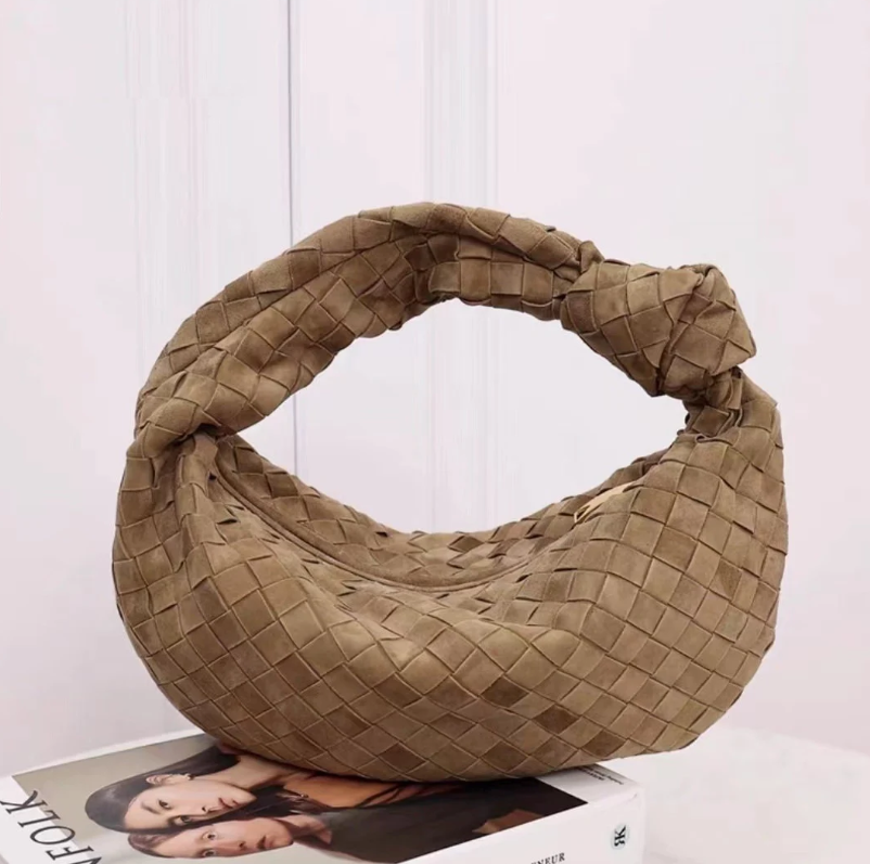 Woven Suede Knot Bag