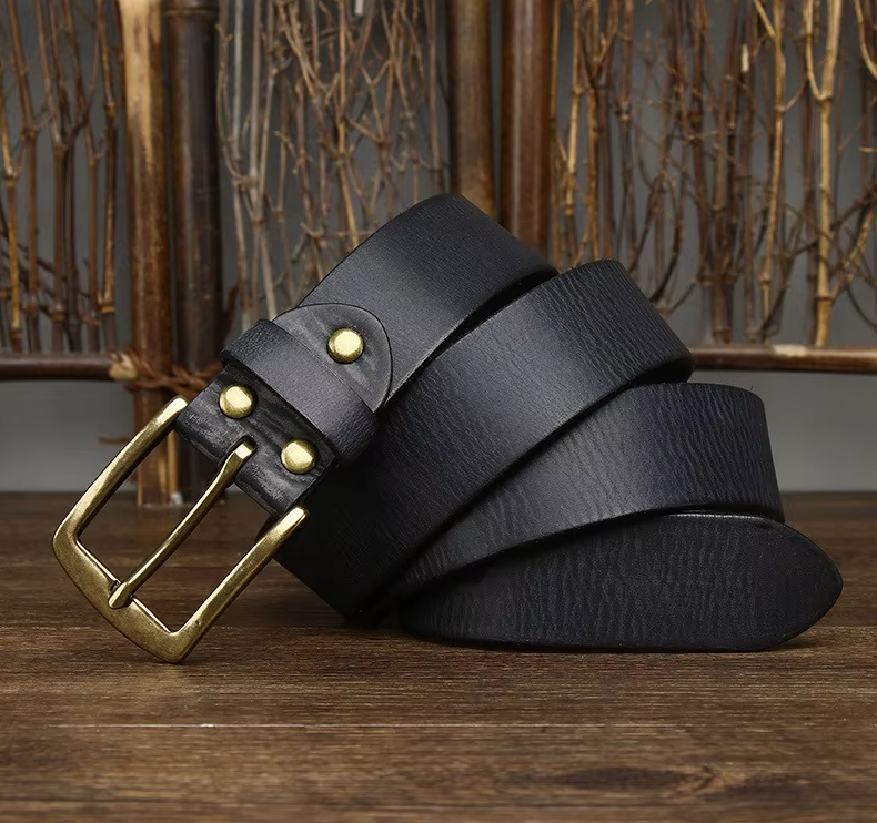 Rustic Brass Buckle Leather Belt