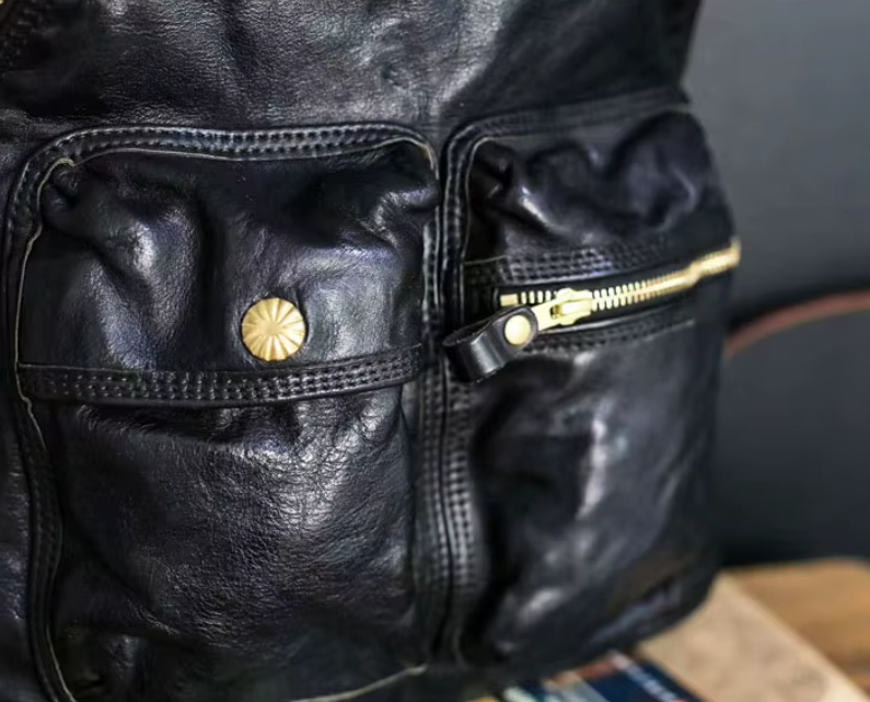 Vintage Full-Grain Leather Handmade Backpack