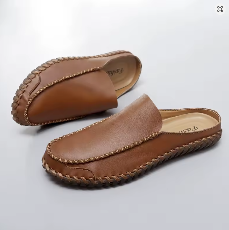 Handwoven Edge Genuine Leather Mule