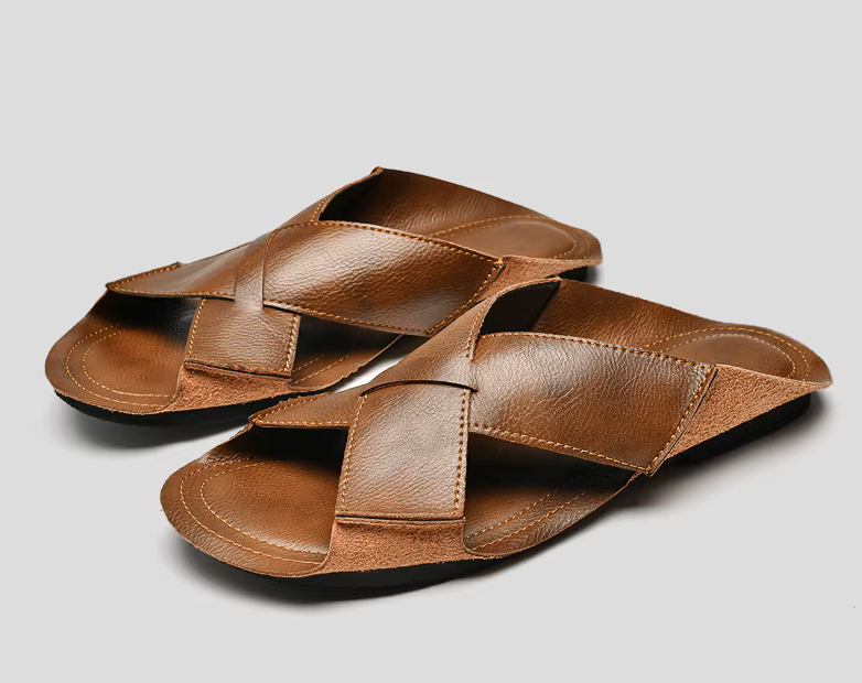Cross Strap Genuine Leather Sandals