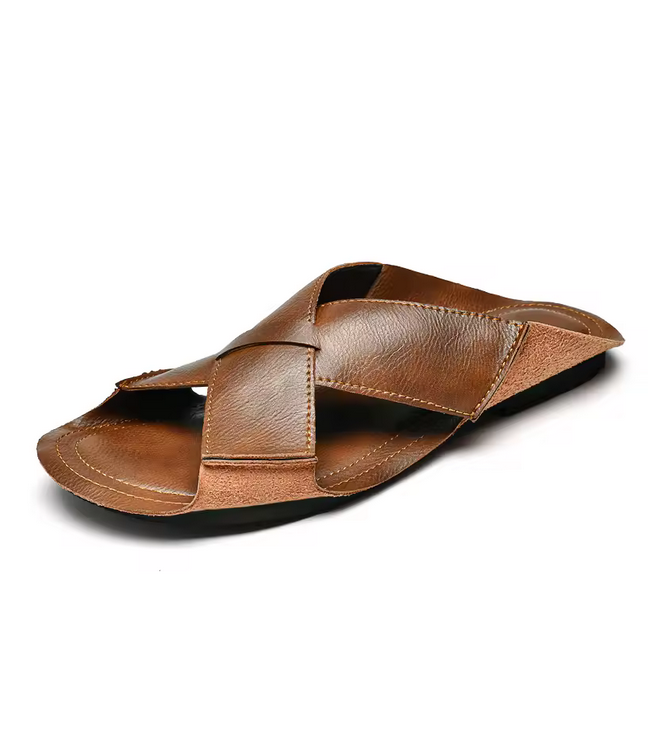 Cross Strap Genuine Leather Sandals